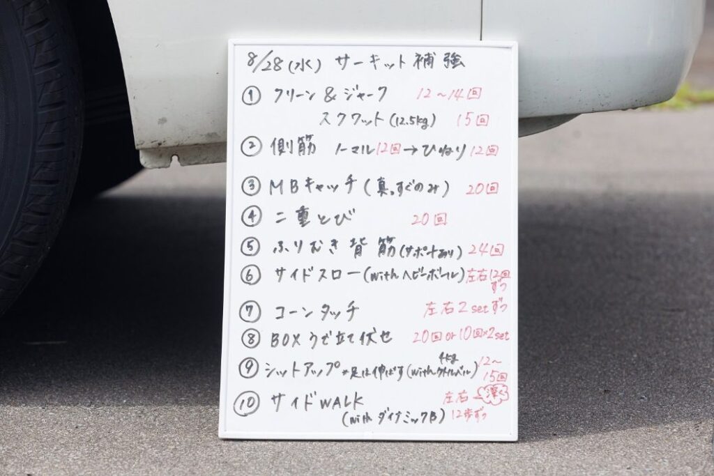 廣中選手所属チームの練習メニュー